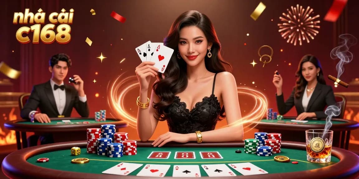 Engage in thrilling action at nhà cái c168, featuring vibrant casino elements with a glamorous touch.