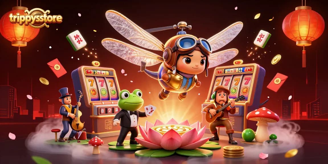 Experience the thrills of trippysstore with vibrant slot action and captivating casino characters.