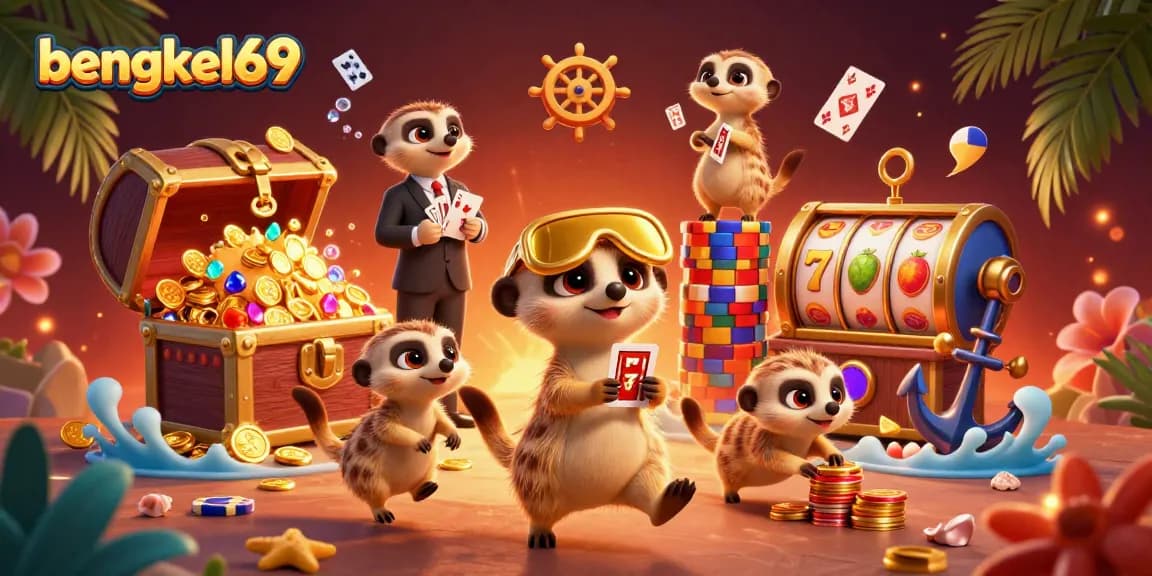 bengkel69 captivates with meerkats orchestrating a vibrant casino scene packed with action and excitement