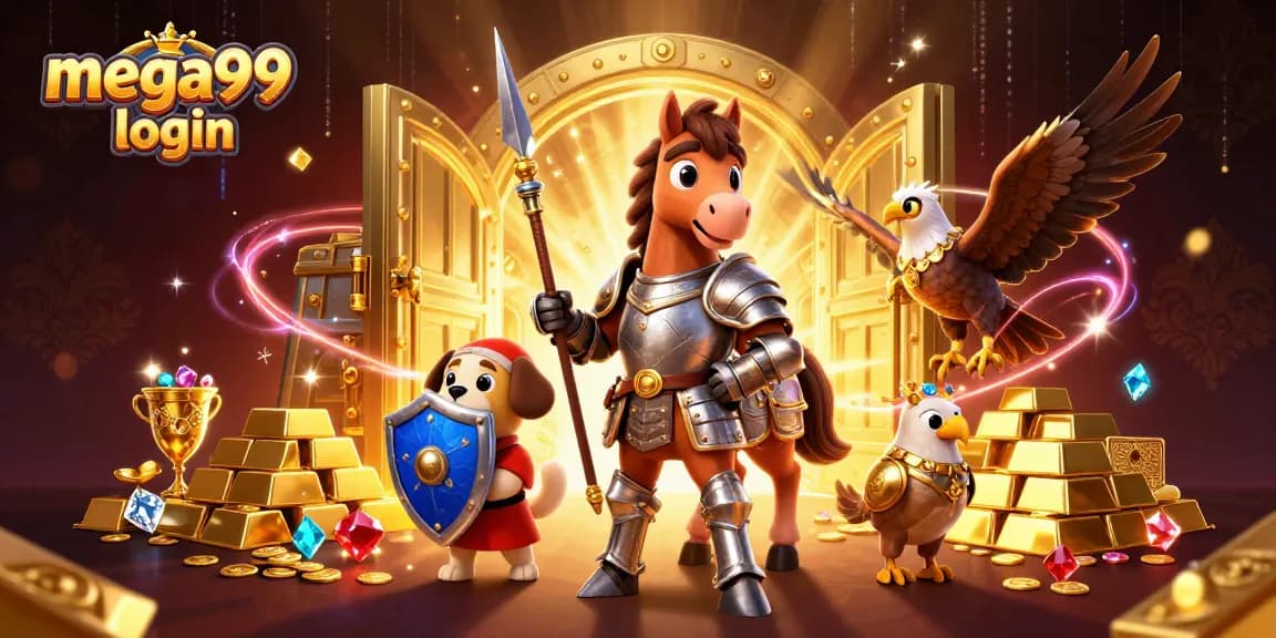 Spin to win with mega99 login in an exciting treasure-filled casino environment.
