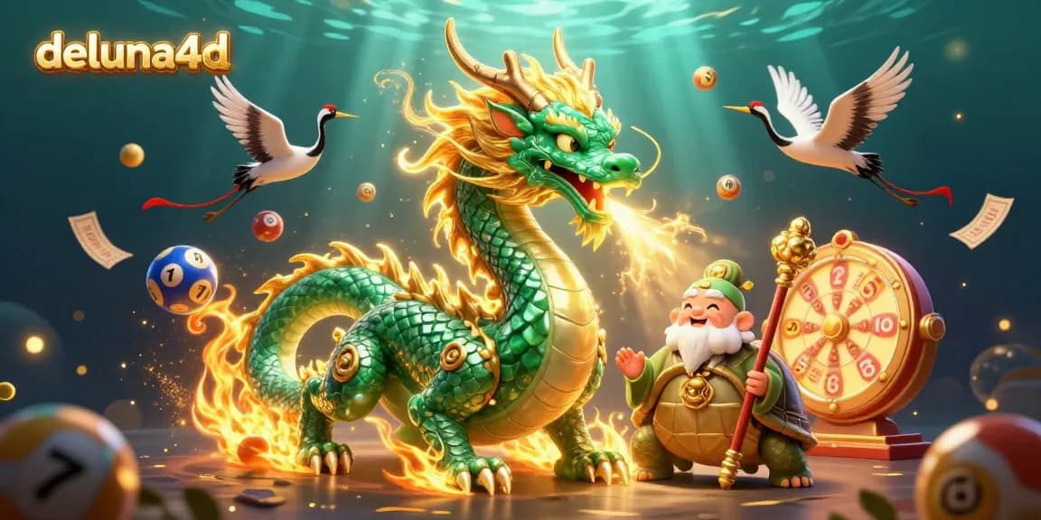 Engage in thrilling lottery action with deluna4d's vibrant 3D illustration showcasing dynamic elements.
