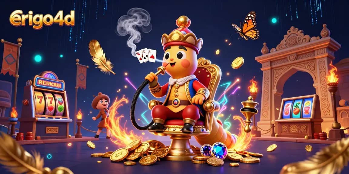 Experience erigo4d slot excitement with dynamic characters and casino elements in vivid illustration.