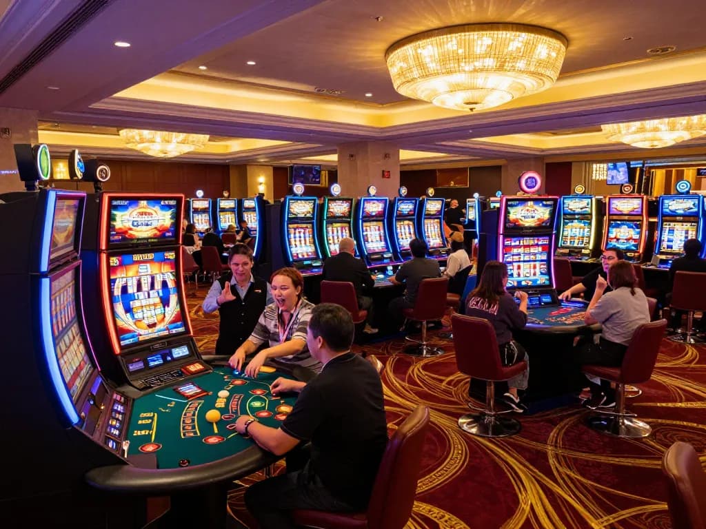 Players enjoy spinning slot machines at DN88 casino, capturing the excitement of gaming in 2026