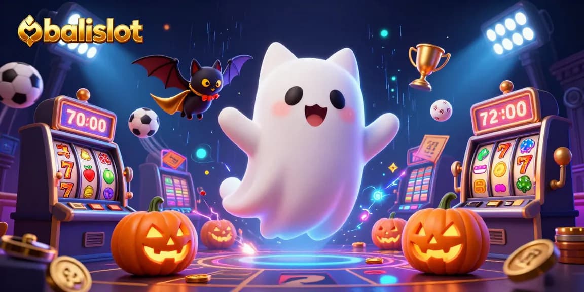 Menangkan balislot dengan kucing hantu lucu yang menjelajahi kasino berhantu penuh slot dan koin emas.