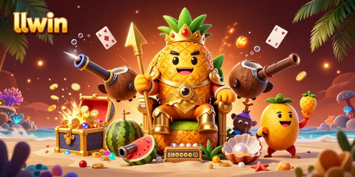 Engage with llwin's vibrant online casino scene featuring the golden pineapple king and lively characters.
