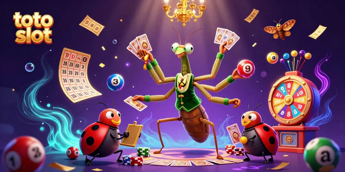 Engage in thrilling toto slot gaming with cartoon characters and colorful elements showcasing excitement.