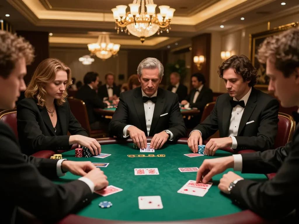Engaging poker game at MMOO COM with strategic players revealing hands and placing bets.