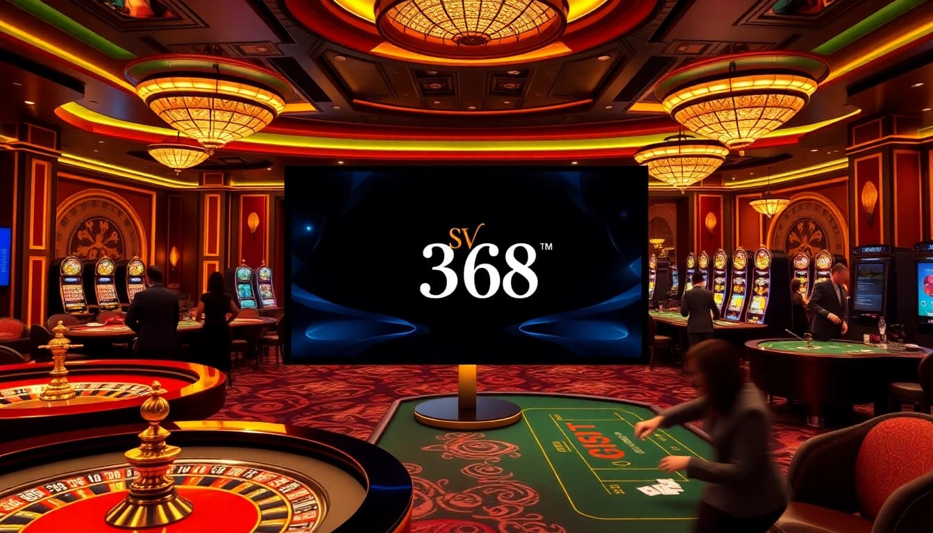 Engage in thrilling gambling action at SV 368's luxurious casino with poker tables and slot machines.