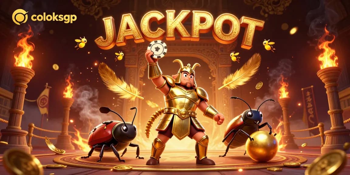 Coloksgp menampilkan kemenangan di arena togel, dengan karakter unik yang merayakan keberuntungan.