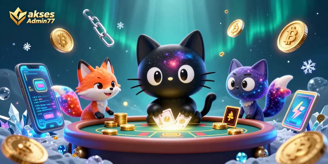 Play and win big with akses Admin77 at the cosmic casino with its vibrant characters and crypto elements.