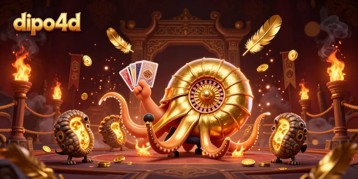 Experience the vibrant gameplay with dipo4d, featuring a giant nautilus as a roulette wheel in a dynamic casino scene.
