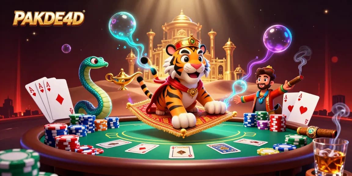 Experience PAKDE4D's exciting online lottery scene with vibrant 3D elements and characters.