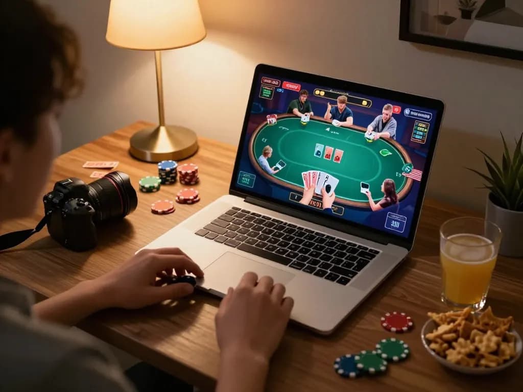Experience online poker excitement with janadenole during a cozy gaming session.