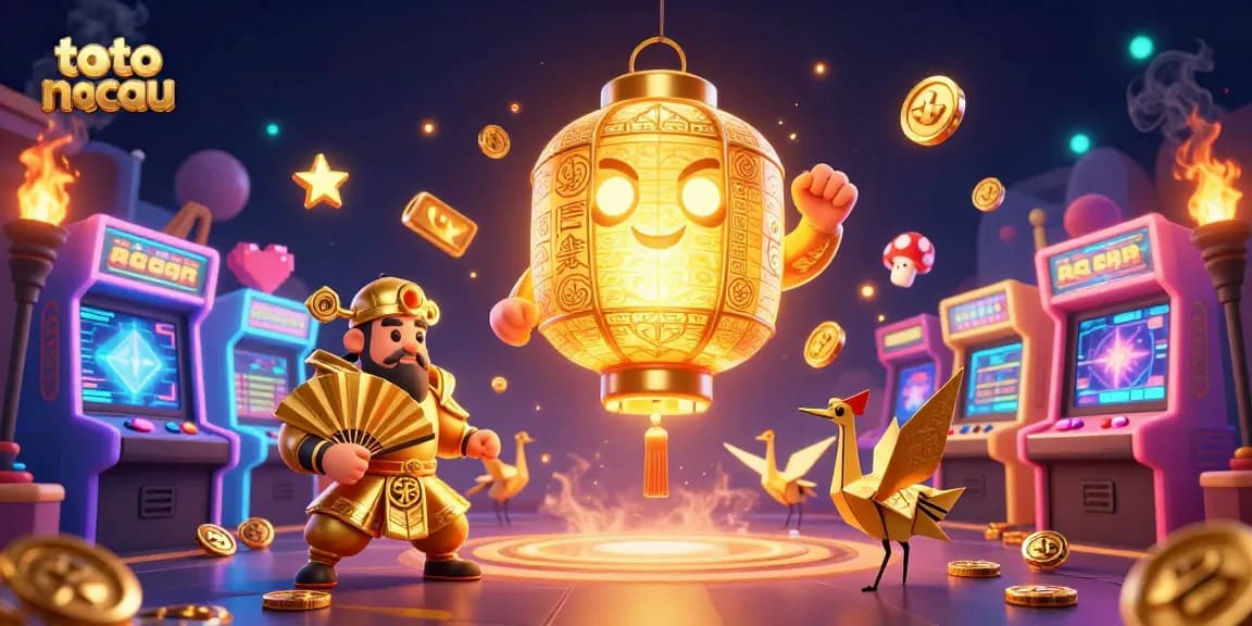 Immerse in toto macau's vibrant gaming world with glowing lanterns and arcade excitement.