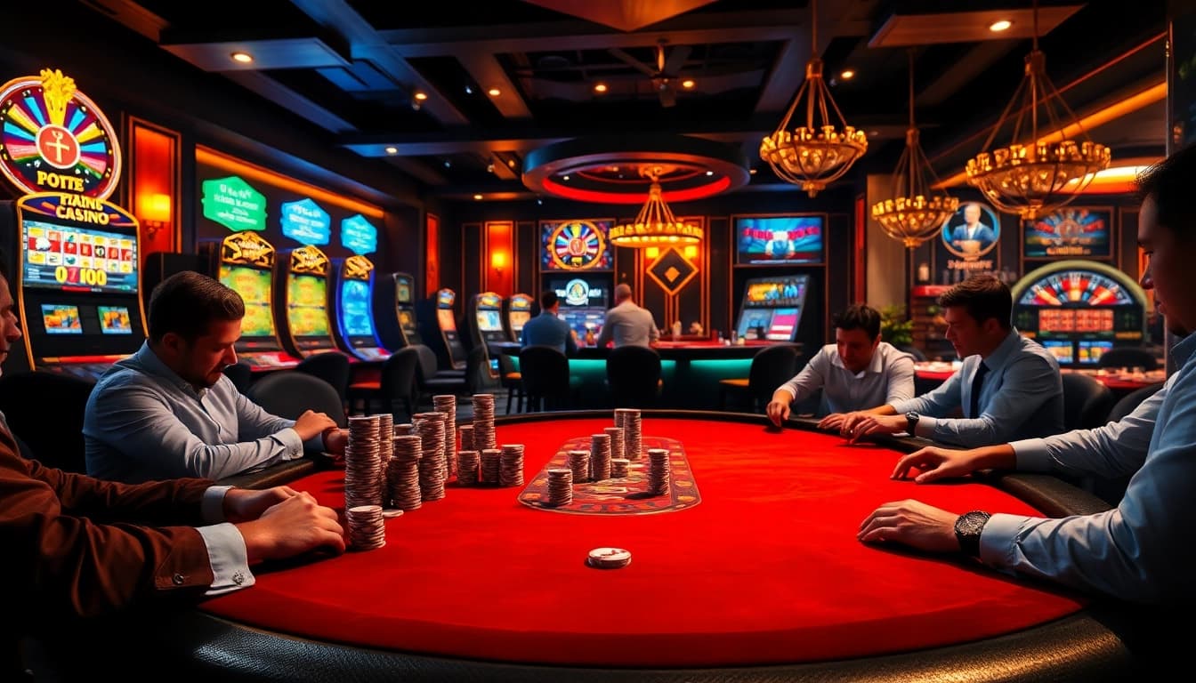 Experience thrilling poker action at https://sao789.icu/ featuring luxurious tables and vibrant casino elements.