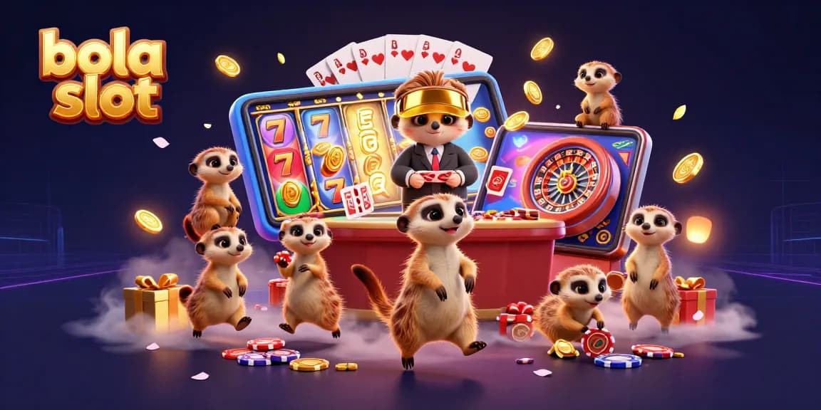 Engage with exhilarating bola slot games featuring adorable meerkats at a vibrant casino.