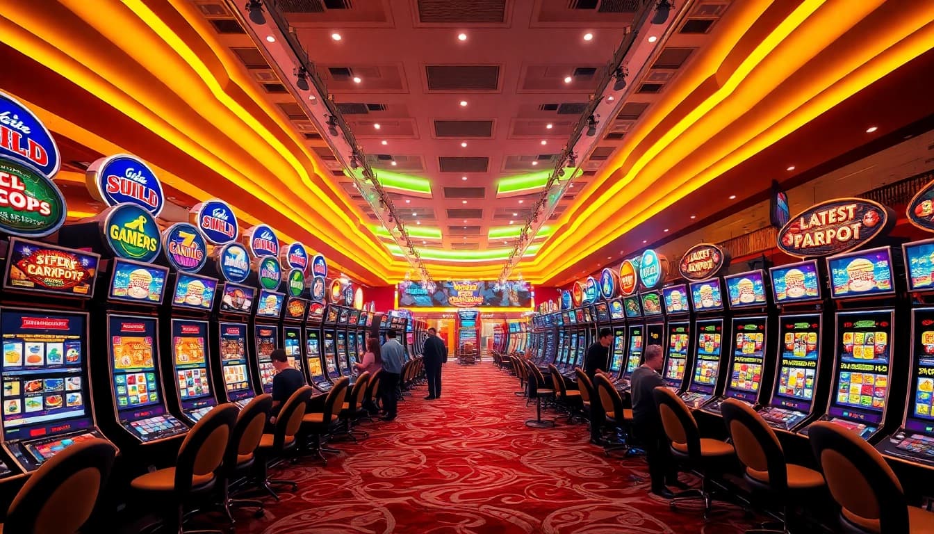 Exciting gaming scene featuring vibrant slot machines and players.