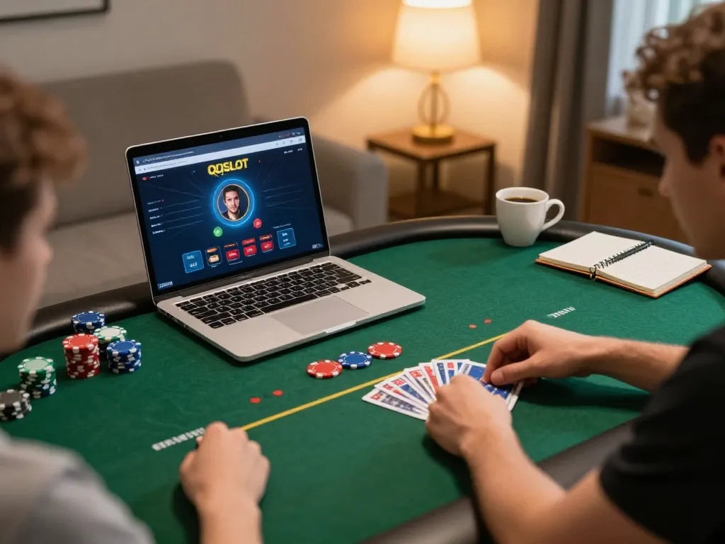 Players strategizing at home while enjoying QQSLOT online poker gaming.