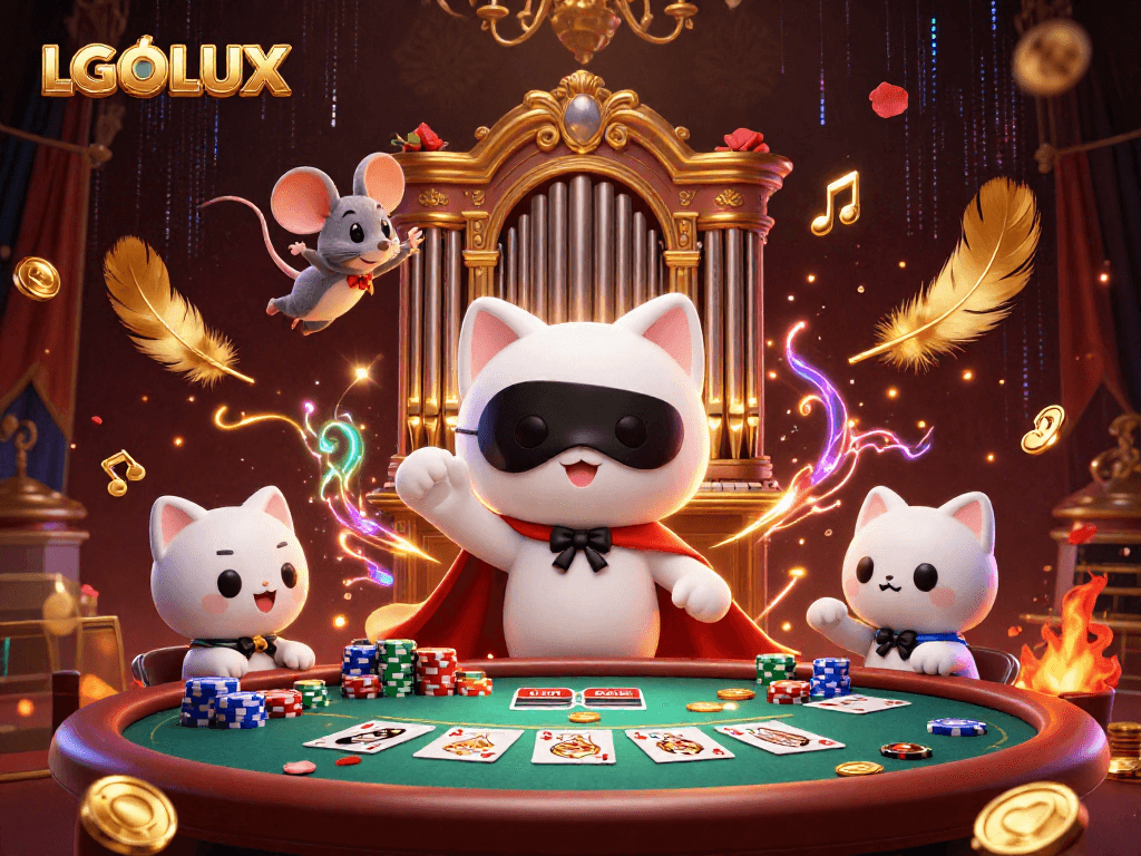 Engage with thrilling LGOLUX poker scenes featuring a unique casino atmosphere.