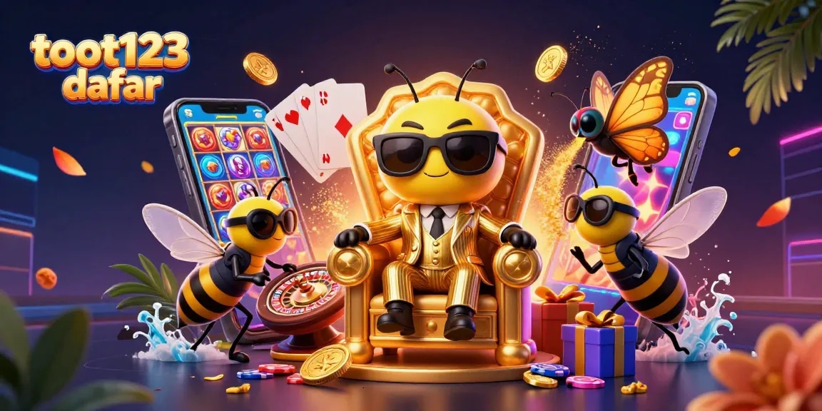 Engage with the latest results from toot123 daftar as a cartoon bee boss leads an action-packed casino themed illustration.
