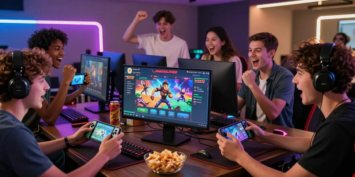 Pengguna JANDASLOT88 bermain game slot secara online bersama teman-teman dalam suasana yang ceria dan energik.