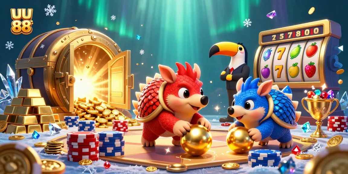 Engage with uu 88's thrilling 3D casino tournament featuring vibrant pangolins, golden treasures, and dynamic slot effects.
