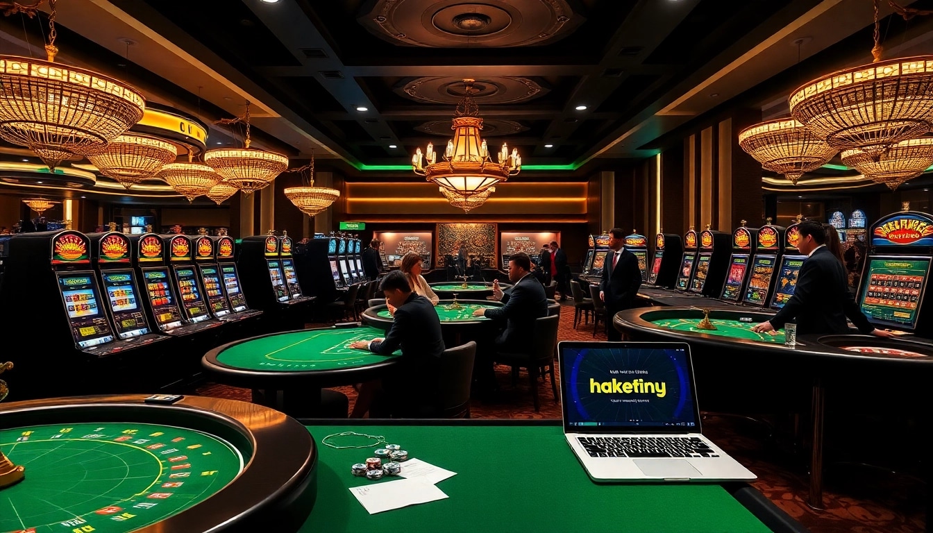 Engage with the thrilling atmosphere of gambling at https://nhacaiuytinvn.us.com/ featuring vibrant casino tables and players.