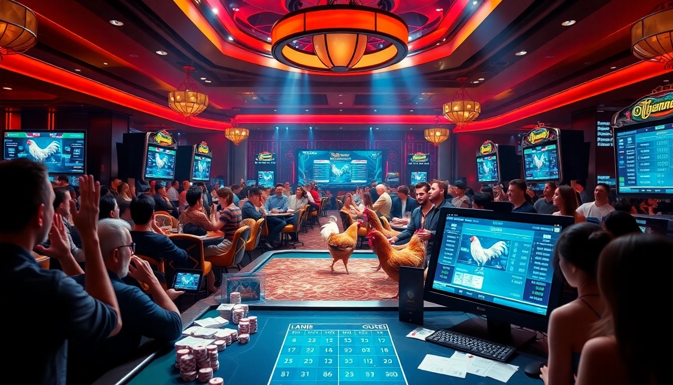 Watch a thrilling đá gà trực tiếp event featuring live betting and intense competition.