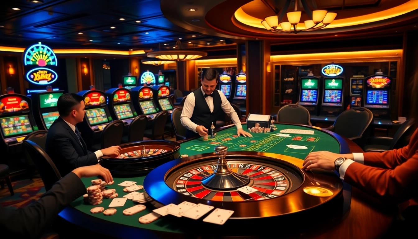 Casino players engaging in thrilling games capturing tin tức xn88 updates with excitement.