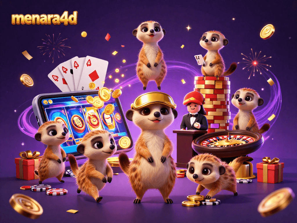 Menara4d memberikan pengalaman permainan menarik di kasino dengan meerkat berdagang chip dan permainan slot.