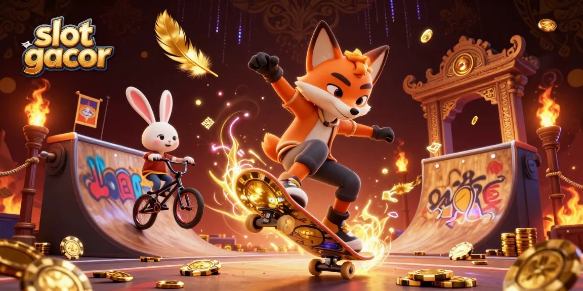 Menangkan permainan slot gacor dengan ilustrasi bertema kasino yang kaya detail dan elemen menarik.