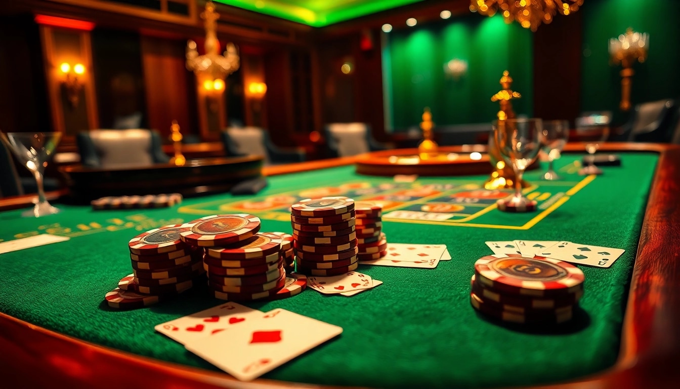 tkp188 main table at a casino with vivid poker chips and elegant cards.