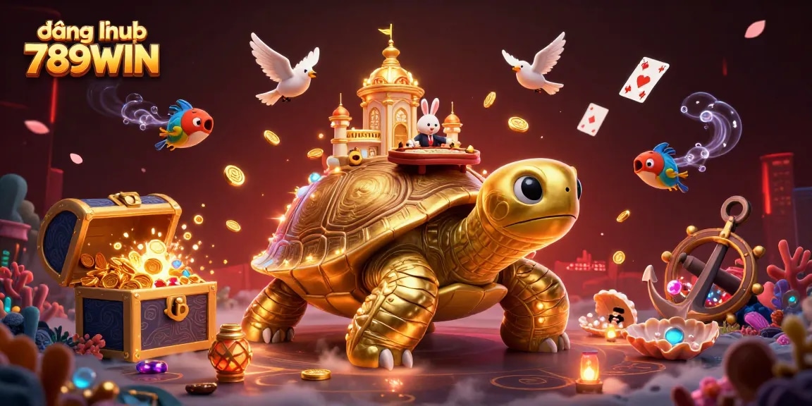 Engage in thrilling gaming with đăng nhập 789WIN featuring a golden tortoise casino.