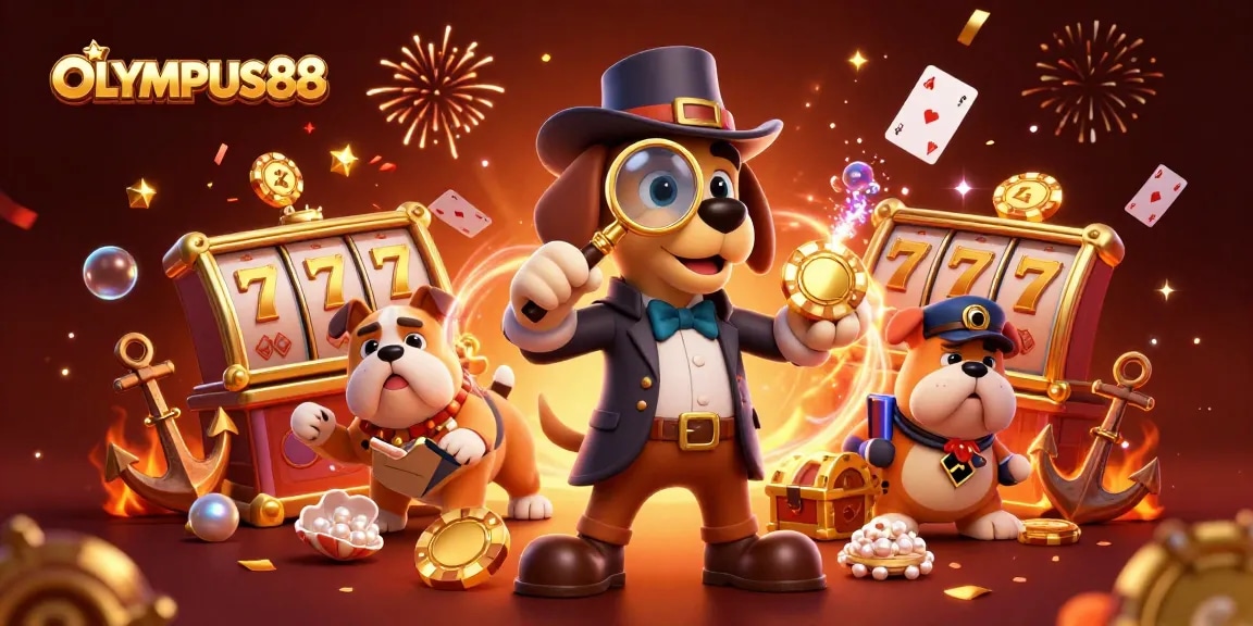 Discover the excitement of OLYMPUS88 with dynamic slot gaming elements and charming detective characters.