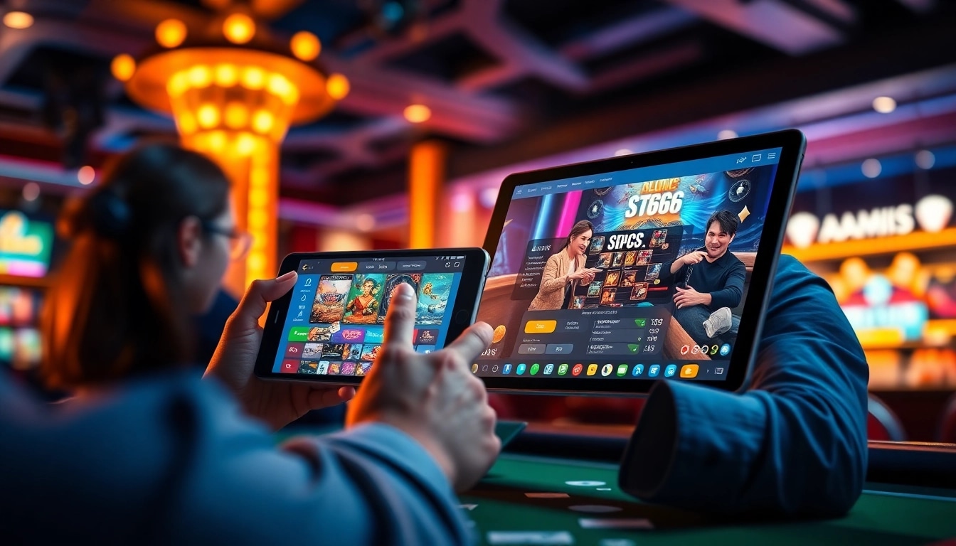 ST666 online gambling experience with modern gaming interface and players engaged.