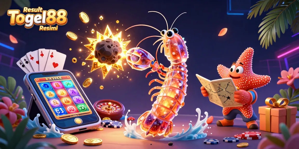 Experience the excitement with Result Togel88 Resmi as a galactic mantis shrimp breaks through an asteroid, revealing golden treasures.