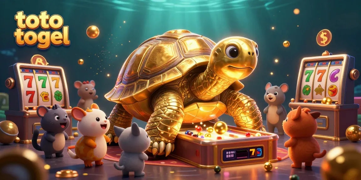 Menggandakan toto togel dengan tortoise emas yang berfungsi sebagai mesin pinball, menanti giliran dengan hewan kecil.
