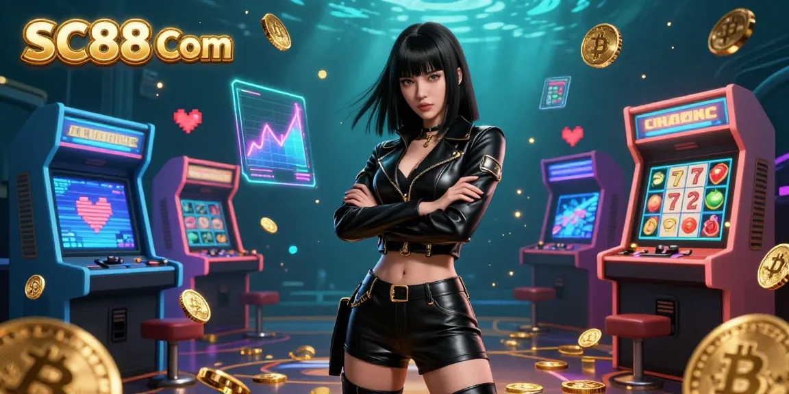 Engage with SC88 Com at a vibrant casino environment featuring a stunning Asian woman surrounded by exciting gaming elements.