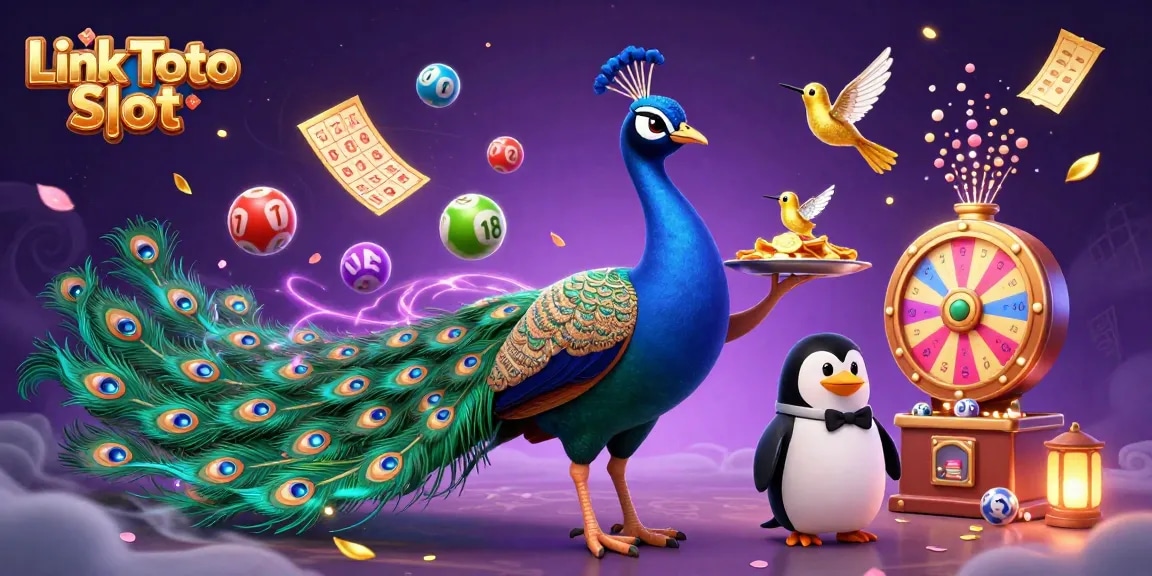 Memenangkan Link Toto Slot dengan banyak warna bola lotere, kartu bingo, dan efek hadiah uang yang menghujani.