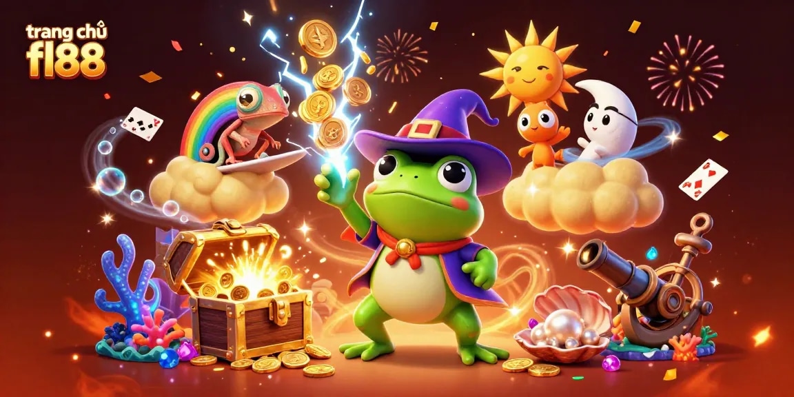 Experience the excitement of trang chủ fl88 with a whimsical scene of characters amid a wealth of golden coins.