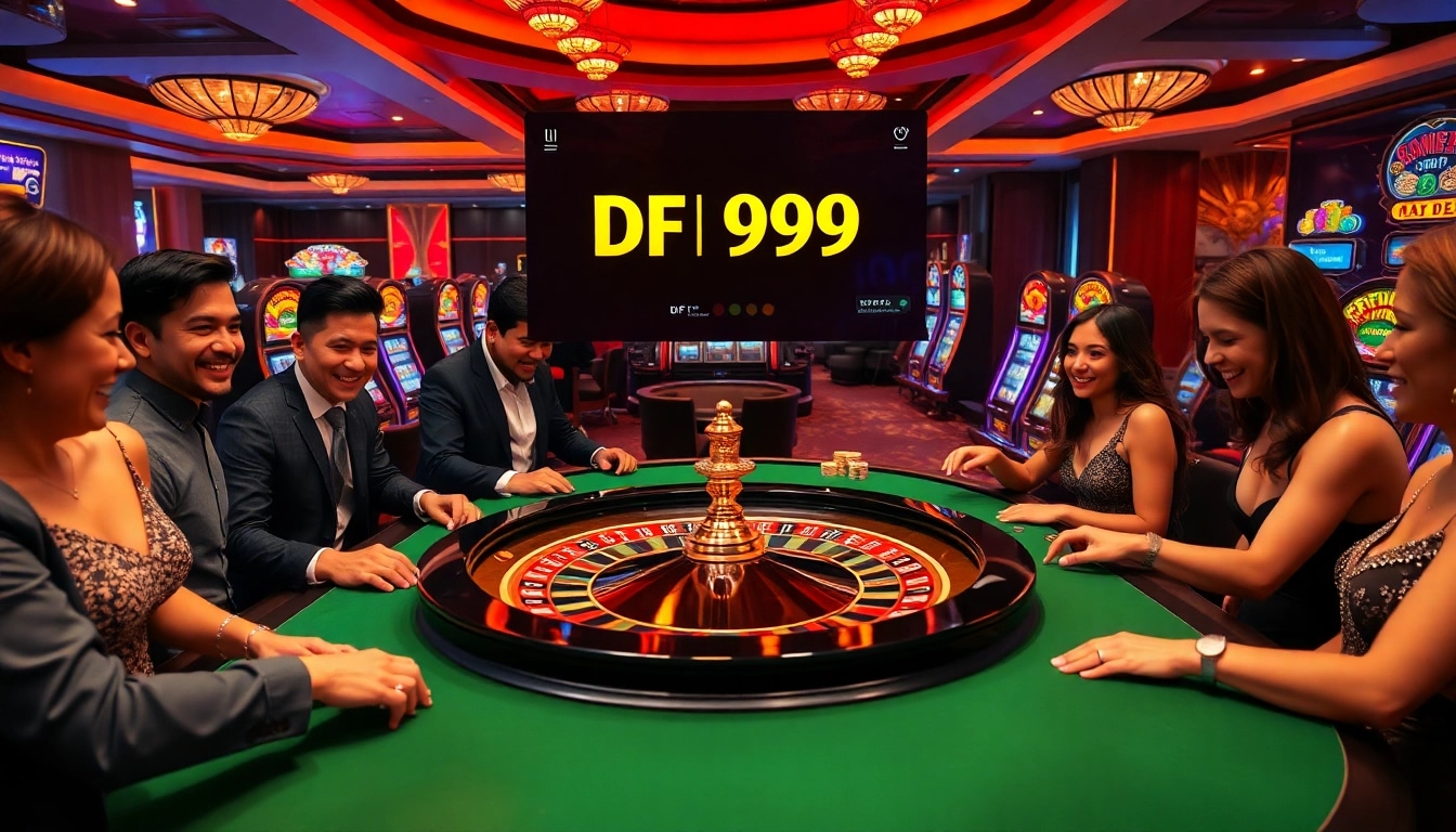 Players experiencing the thrill of roulette at DF 999, showcasing excitement and strategy in a luxury casino.