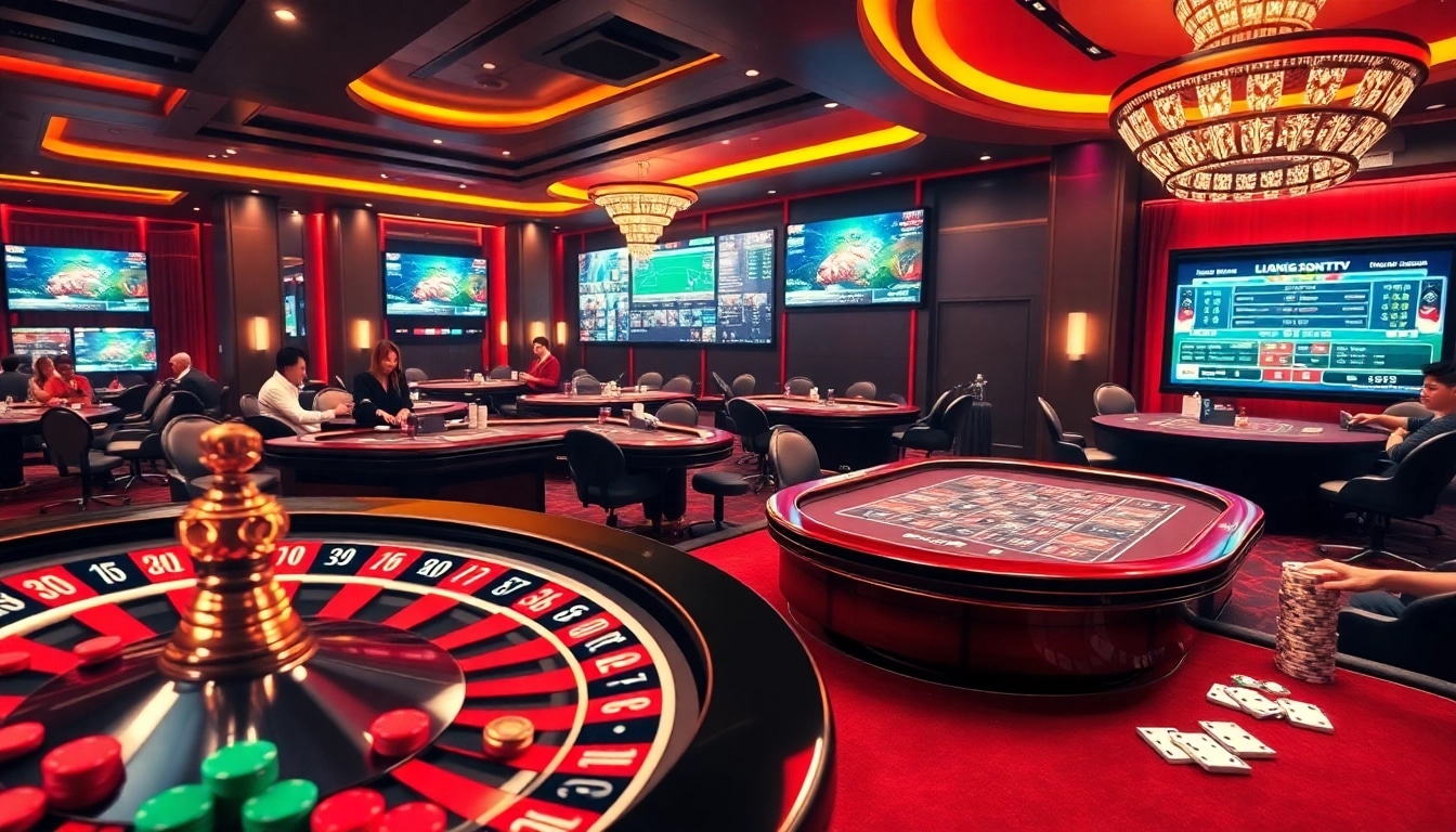 Live gaming experience at luongsontv featuring a lively casino atmosphere.