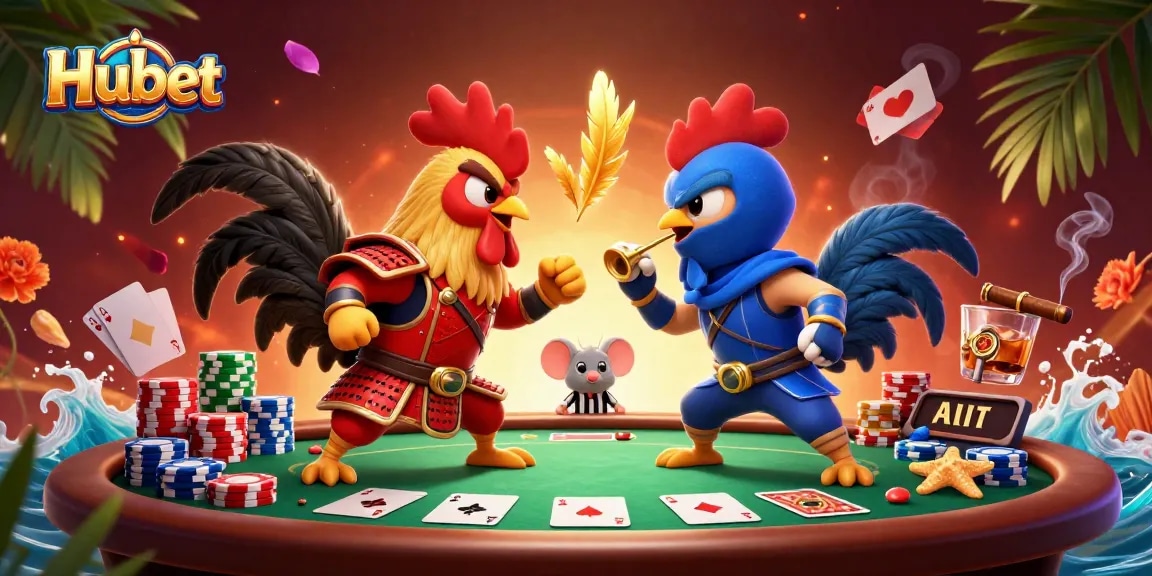 Engage with Hubet's thrilling twin rooster showdown at the casino with high stakes.