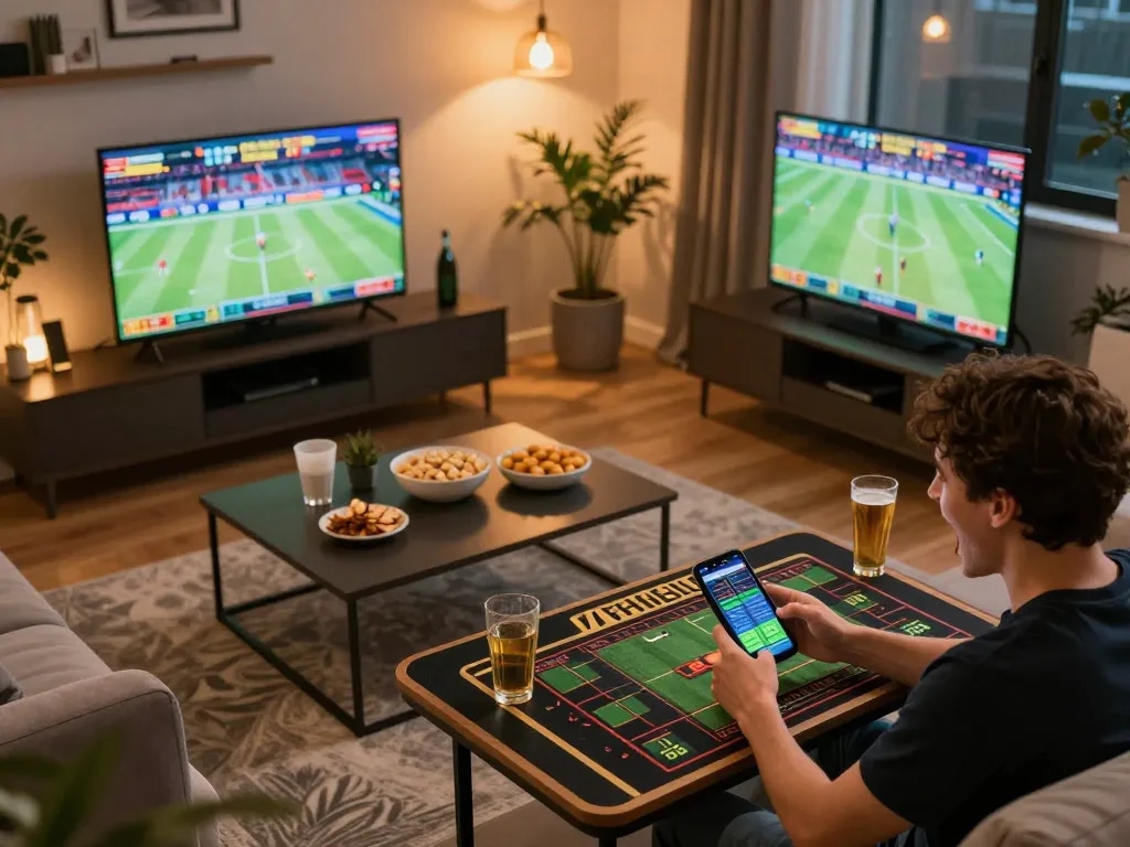 Excited user placing bets on llwin sports app amidst a lively betting atmosphere.