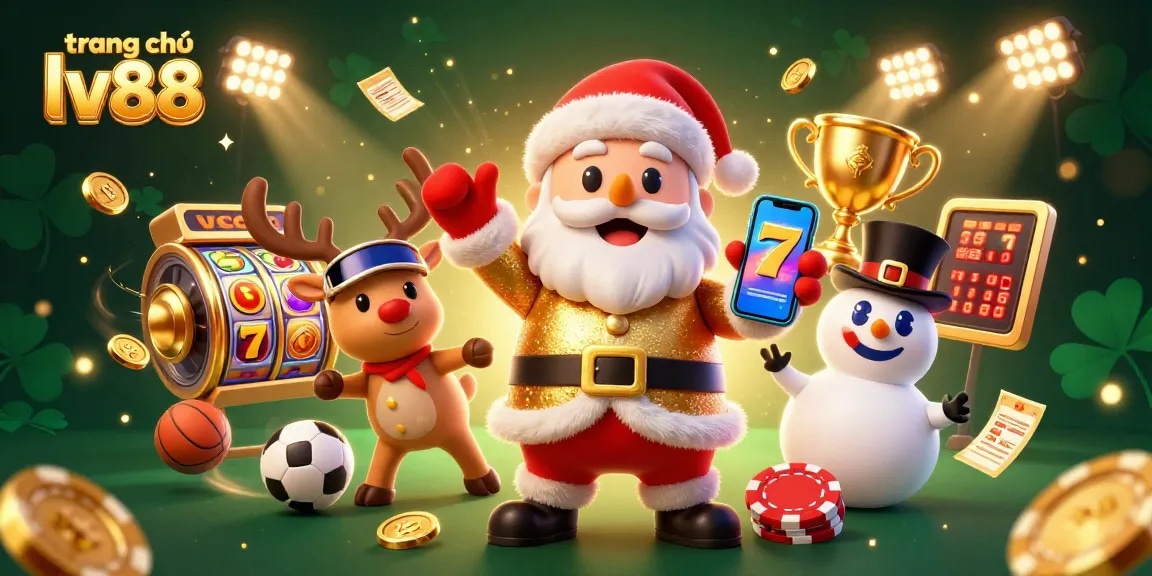 Experience excitement in trang chủ lv88 with Santa and friends celebrating big wins at the casino!