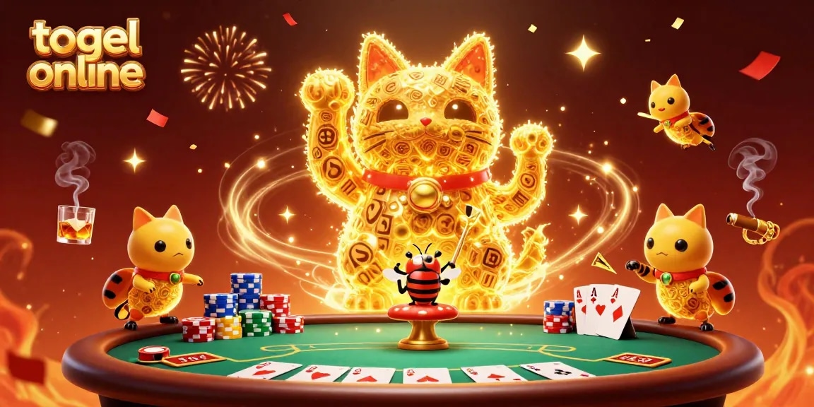 Menangkan togel online dengan keberuntungan dari kucing besar dan simbol kasino menawan.