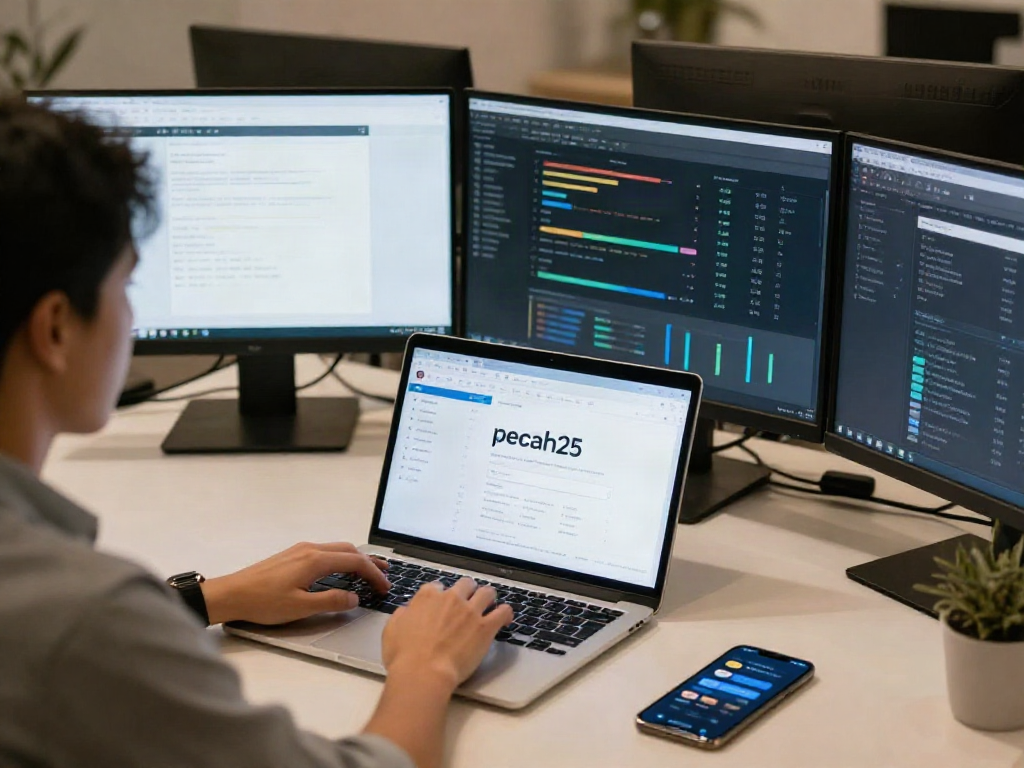 Proses login pecah25 di ruang kerja modern dengan perangkat digital dan suasana produktif.