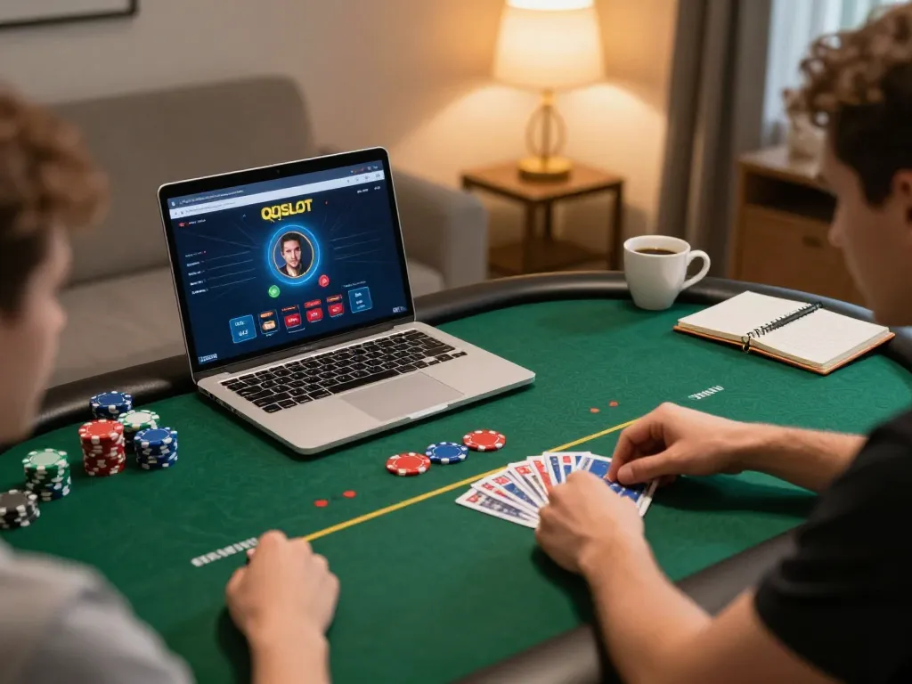 Players strategizing at home while enjoying QQSLOT online poker gaming.
