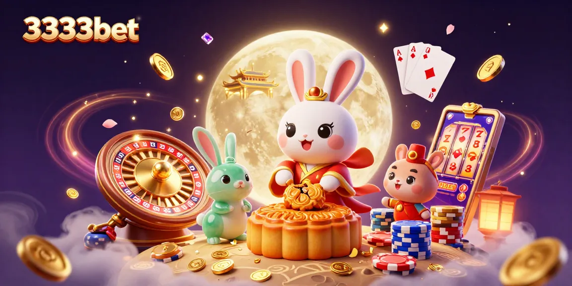 Join the fun with 3333bet as the moon rabbit brings poker excitement and golden rewards.