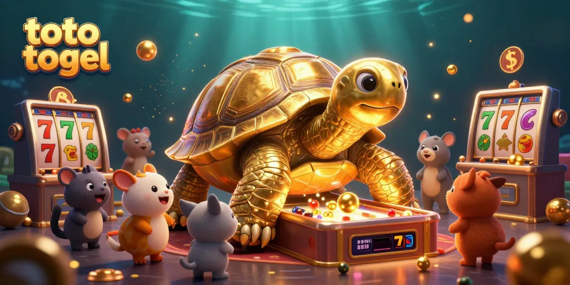 Menggandakan toto togel dengan tortoise emas yang berfungsi sebagai mesin pinball, menanti giliran dengan hewan kecil.